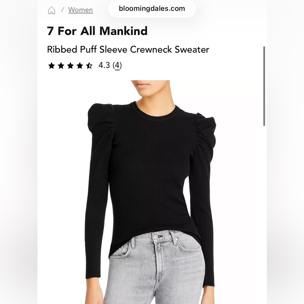 7 for All Mankind Ribbed Puffed Sleeve Crew (grey)